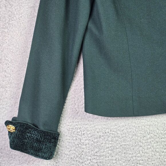Richard Warren Wool Blazer Small Green Chenille Collar Cuffs Vintage Size 6-8 - Picture 15 of 16